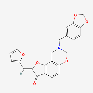 molecular formula C23H17NO6 B2895843 (Z)-8-(benzo[d][1,3]dioxol-5-ylmethyl)-2-(furan-2-ylmethylene)-8,9-dihydro-2H-benzofuro[7,6-e][1,3]oxazin-3(7H)-one CAS No. 929961-83-1