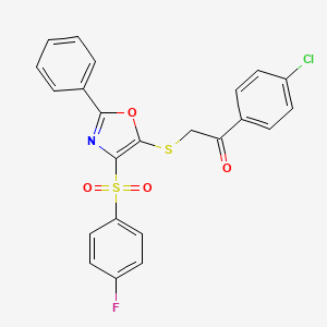 1-(4-Chlorophenyl)-2-((4-((4-fluorophenyl)sulfonyl)-2-phenyloxazol-5-yl)thio)ethanone
