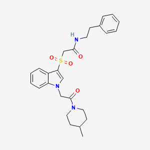 2-((1-(2-(4-methylpiperidin-1-yl)-2-oxoethyl)-1H-indol-3-yl)sulfonyl)-N-phenethylacetamide