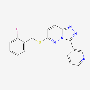 molecular formula C17H12FN5S B2895902 6-((2-Fluorobenzyl)thio)-3-(pyridin-3-yl)-[1,2,4]triazolo[4,3-b]pyridazine CAS No. 868969-21-5