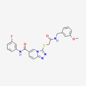 molecular formula C23H20FN5O3S B2895908 N-(3-fluorophenyl)-3-[({[(3-methoxyphenyl)methyl]carbamoyl}methyl)sulfanyl]-[1,2,4]triazolo[4,3-a]pyridine-6-carboxamide CAS No. 1112398-65-8