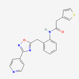 molecular formula C20H16N4O2S B2895916 N-(2-((3-(pyridin-4-yl)-1,2,4-oxadiazol-5-yl)methyl)phenyl)-2-(thiophen-3-yl)acetamide CAS No. 1797139-13-9