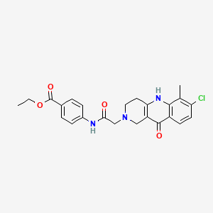 molecular formula C24H24ClN3O4 B2895919 ethyl 4-(2-{7-chloro-6-methyl-10-oxo-1H,2H,3H,4H,5H,10H-benzo[b]1,6-naphthyridin-2-yl}acetamido)benzoate CAS No. 1116060-32-2