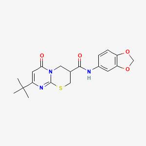 molecular formula C19H21N3O4S B2895964 N-(2H-1,3-benzodioxol-5-yl)-8-tert-butyl-6-oxo-2H,3H,4H,6H-pyrimido[2,1-b][1,3]thiazine-3-carboxamide CAS No. 1421476-09-6
