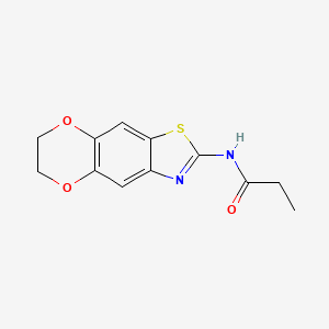 molecular formula C12H12N2O3S B2895970 N-{10,13-dioxa-4-thia-6-azatricyclo[7.4.0.0^{3,7}]trideca-1,3(7),5,8-tetraen-5-yl}propanamide CAS No. 892847-08-4