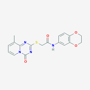 N-(2,3-dihydro-1,4-benzodioxin-6-yl)-2-(9-methyl-4-oxopyrido[1,2-a][1,3,5]triazin-2-yl)sulfanylacetamide
