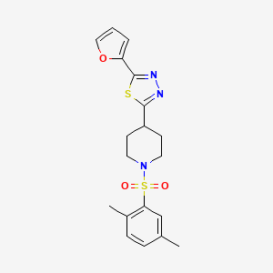 molecular formula C19H21N3O3S2 B2895985 1-(2,5-dimethylbenzenesulfonyl)-4-[5-(furan-2-yl)-1,3,4-thiadiazol-2-yl]piperidine CAS No. 1105246-62-5