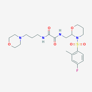 molecular formula C21H31FN4O6S B2895995 N-{[3-(4-fluoro-2-methylbenzenesulfonyl)-1,3-oxazinan-2-yl]methyl}-N'-[3-(morpholin-4-yl)propyl]ethanediamide CAS No. 872987-11-6