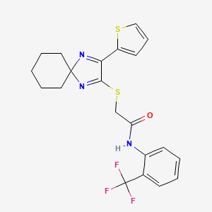 2-((3-(thiophen-2-yl)-1,4-diazaspiro[4.5]deca-1,3-dien-2-yl)thio)-N-(2-(trifluoromethyl)phenyl)acetamide