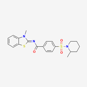 N-(3-methyl-1,3-benzothiazol-2-ylidene)-4-(2-methylpiperidin-1-yl)sulfonylbenzamide
