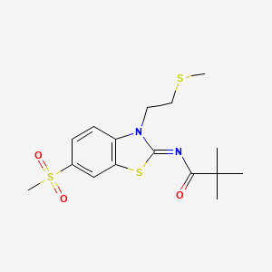(Z)-N-(6-(methylsulfonyl)-3-(2-(methylthio)ethyl)benzo[d]thiazol-2(3H)-ylidene)pivalamide