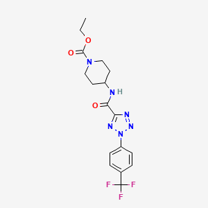 molecular formula C17H19F3N6O3 B2896011 ethyl 4-(2-(4-(trifluoromethyl)phenyl)-2H-tetrazole-5-carboxamido)piperidine-1-carboxylate CAS No. 1396792-58-7