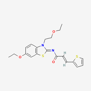 molecular formula C20H22N2O3S2 B2896039 (2E)-N-[(2Z)-6-ethoxy-3-(2-ethoxyethyl)-2,3-dihydro-1,3-benzothiazol-2-ylidene]-3-(thiophen-2-yl)prop-2-enamide CAS No. 865174-34-1
