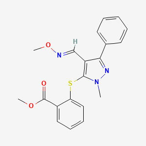 methyl 2-({4-[(methoxyimino)methyl]-1-methyl-3-phenyl-1H-pyrazol-5-yl}sulfanyl)benzenecarboxylate
