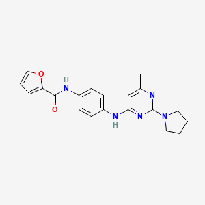 molecular formula C20H21N5O2 B2896062 N-{4-[(6-methyl-2-pyrrolidin-1-ylpyrimidin-4-yl)amino]phenyl}-2-furamide CAS No. 1251696-89-5