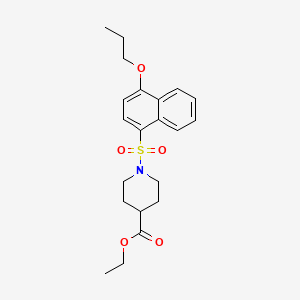 molecular formula C21H27NO5S B2896069 ethyl 1-[(4-propoxynaphthalen-1-yl)sulfonyl]piperidine-4-carboxylate CAS No. 825608-71-7