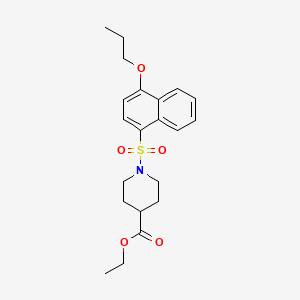 molecular formula C21H27NO5S B2896069 Ethyl 1-[(4-propoxynaphthyl)sulfonyl]piperidine-4-carboxylate CAS No. 825608-71-7