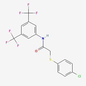 molecular formula C16H10ClF6NOS B2896096 N-[3,5-bis(trifluoromethyl)phenyl]-2-[(4-chlorophenyl)sulfanyl]acetamide CAS No. 306732-33-2