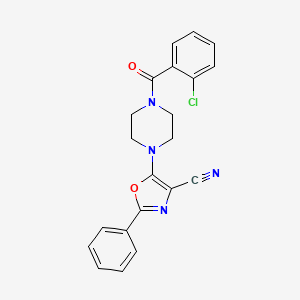molecular formula C21H17ClN4O2 B2896118 5-(4-(2-Chlorobenzoyl)piperazin-1-yl)-2-phenyloxazole-4-carbonitrile CAS No. 915889-91-7