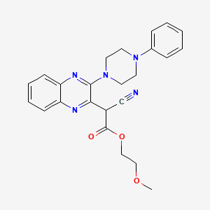 molecular formula C24H25N5O3 B2896126 2-Methoxyethyl 2-cyano-2-[3-(4-phenylpiperazin-1-yl)quinoxalin-2-yl]acetate CAS No. 488861-22-9