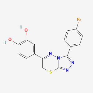 molecular formula C16H11BrN4O2S B2896132 4-[3-(4-bromophenyl)-7H-[1,2,4]triazolo[3,4-b][1,3,4]thiadiazin-6-yl]benzene-1,2-diol CAS No. 688792-19-0
