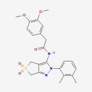molecular formula C23H25N3O5S B2896135 2-(3,4-dimethoxyphenyl)-N-[2-(2,3-dimethylphenyl)-5,5-dioxo-4,6-dihydrothieno[3,4-c]pyrazol-3-yl]acetamide CAS No. 450339-08-9