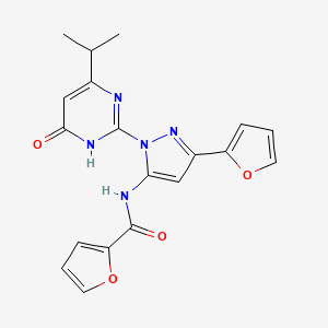 molecular formula C19H17N5O4 B2896164 N-(3-(furan-2-yl)-1-(4-isopropyl-6-oxo-1,6-dihydropyrimidin-2-yl)-1H-pyrazol-5-yl)furan-2-carboxamide CAS No. 1207039-28-8