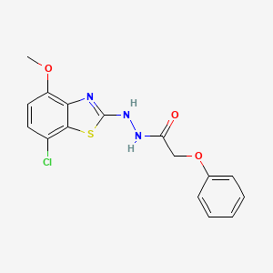 molecular formula C16H14ClN3O3S B2896180 N'-(7-chloro-4-methoxy-1,3-benzothiazol-2-yl)-2-phenoxyacetohydrazide CAS No. 922701-77-7