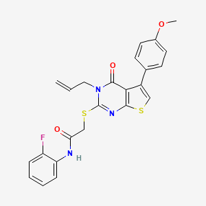 molecular formula C24H20FN3O3S2 B2896243 N-(2-fluorophenyl)-2-{[5-(4-methoxyphenyl)-4-oxo-3-(prop-2-en-1-yl)-3H,4H-thieno[2,3-d]pyrimidin-2-yl]sulfanyl}acetamide CAS No. 670273-58-2