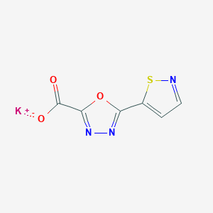 molecular formula C6H2KN3O3S B2896260 Potassium 5-(1,2-thiazol-5-yl)-1,3,4-oxadiazole-2-carboxylate CAS No. 2137785-72-7