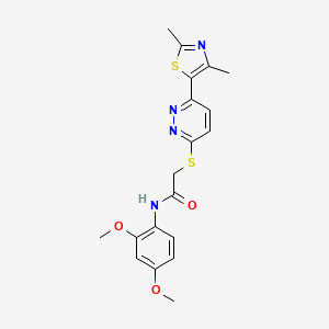 molecular formula C19H20N4O3S2 B2896264 N-(2,4-dimethoxyphenyl)-2-{[6-(2,4-dimethyl-1,3-thiazol-5-yl)pyridazin-3-yl]sulfanyl}acetamide CAS No. 894007-45-5