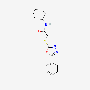 molecular formula C17H21N3O2S B2896276 N-Cyclohexyl-2-{[5-(4-methylphenyl)-1,3,4-oxadiazol-2-YL]sulfanyl}acetamide CAS No. 335215-54-8