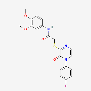 molecular formula C20H18FN3O4S B2896308 N-(3,4-dimethoxyphenyl)-2-{[4-(4-fluorophenyl)-3-oxo-3,4-dihydropyrazin-2-yl]sulfanyl}acetamide CAS No. 899976-75-1