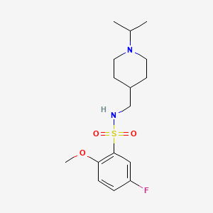 molecular formula C16H25FN2O3S B2896355 5-fluoro-N-((1-isopropylpiperidin-4-yl)methyl)-2-methoxybenzenesulfonamide CAS No. 1209552-94-2