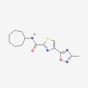 molecular formula C14H18N4O2S B2896379 N-cycloheptyl-4-(3-methyl-1,2,4-oxadiazol-5-yl)-1,3-thiazole-2-carboxamide CAS No. 1286709-33-8