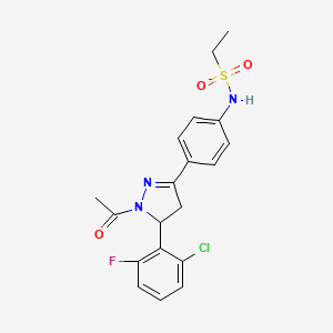molecular formula C19H19ClFN3O3S B2896396 N-{4-[1-acetyl-5-(2-chloro-6-fluorophenyl)-4,5-dihydro-1H-pyrazol-3-yl]phenyl}ethane-1-sulfonamide CAS No. 852141-43-6