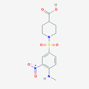 molecular formula C13H17N3O6S B2896496 1-[4-(Methylamino)-3-nitrobenzenesulfonyl]piperidine-4-carboxylic acid CAS No. 790271-24-8