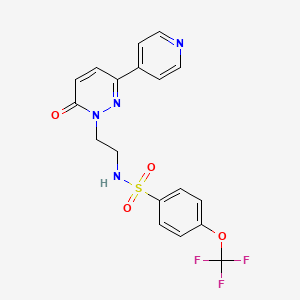 molecular formula C18H15F3N4O4S B2896499 N-(2-(6-oxo-3-(pyridin-4-yl)pyridazin-1(6H)-yl)ethyl)-4-(trifluoromethoxy)benzenesulfonamide CAS No. 1021027-44-0