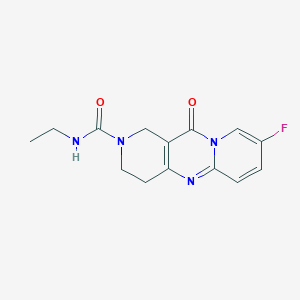 molecular formula C14H15FN4O2 B2896573 N-ethyl-13-fluoro-2-oxo-1,5,9-triazatricyclo[8.4.0.03,8]tetradeca-3(8),9,11,13-tetraene-5-carboxamide CAS No. 2034414-27-0
