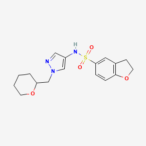 molecular formula C17H21N3O4S B2896582 N-{1-[(oxan-2-yl)methyl]-1H-pyrazol-4-yl}-2,3-dihydro-1-benzofuran-5-sulfonamide CAS No. 2034613-31-3