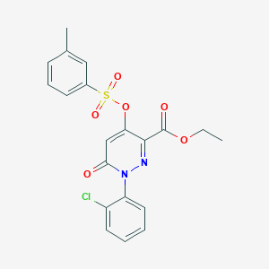 Ethyl 1-(2-chlorophenyl)-6-oxo-4-((m-tolylsulfonyl)oxy)-1,6-dihydropyridazine-3-carboxylate