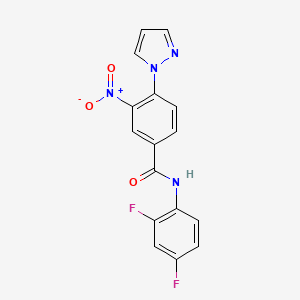 N-(2,4-difluorophenyl)-3-nitro-4-(1H-pyrazol-1-yl)benzenecarboxamide