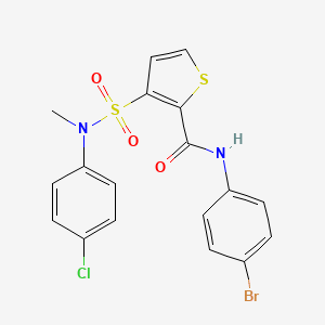 molecular formula C18H14BrClN2O3S2 B2896650 N-(4-bromophenyl)-3-[(4-chlorophenyl)(methyl)sulfamoyl]thiophene-2-carboxamide CAS No. 1105213-98-6