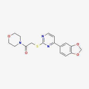 2-((4-(Benzo[d][1,3]dioxol-5-yl)pyrimidin-2-yl)thio)-1-morpholinoethanone