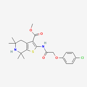molecular formula C21H25ClN2O4S B2896663 methyl 2-[2-(4-chlorophenoxy)acetamido]-5,5,7,7-tetramethyl-4H,5H,6H,7H-thieno[2,3-c]pyridine-3-carboxylate CAS No. 887901-45-3