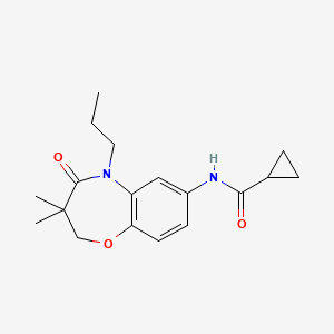 molecular formula C18H24N2O3 B2896668 N-(3,3-dimethyl-4-oxo-5-propyl-2,3,4,5-tetrahydro-1,5-benzoxazepin-7-yl)cyclopropanecarboxamide CAS No. 921521-70-2