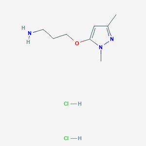 molecular formula C8H17Cl2N3O B2896705 3-(2,5-Dimethylpyrazol-3-yl)oxypropan-1-amine;dihydrochloride CAS No. 2287340-49-0