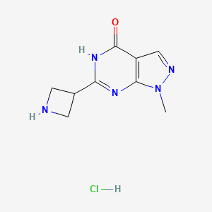 molecular formula C9H12ClN5O B2896706 6-(Azetidin-3-yl)-1-methyl-5H-pyrazolo[3,4-d]pyrimidin-4-one;hydrochloride CAS No. 2408964-74-7