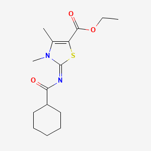 molecular formula C15H22N2O3S B2896720 ethyl (2Z)-2-(cyclohexanecarbonylimino)-3,4-dimethyl-2,3-dihydro-1,3-thiazole-5-carboxylate CAS No. 476628-26-9