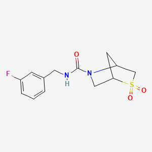 molecular formula C13H15FN2O3S B2896721 N-[(3-fluorophenyl)methyl]-2,2-dioxo-2lambda6-thia-5-azabicyclo[2.2.1]heptane-5-carboxamide CAS No. 2034610-95-0